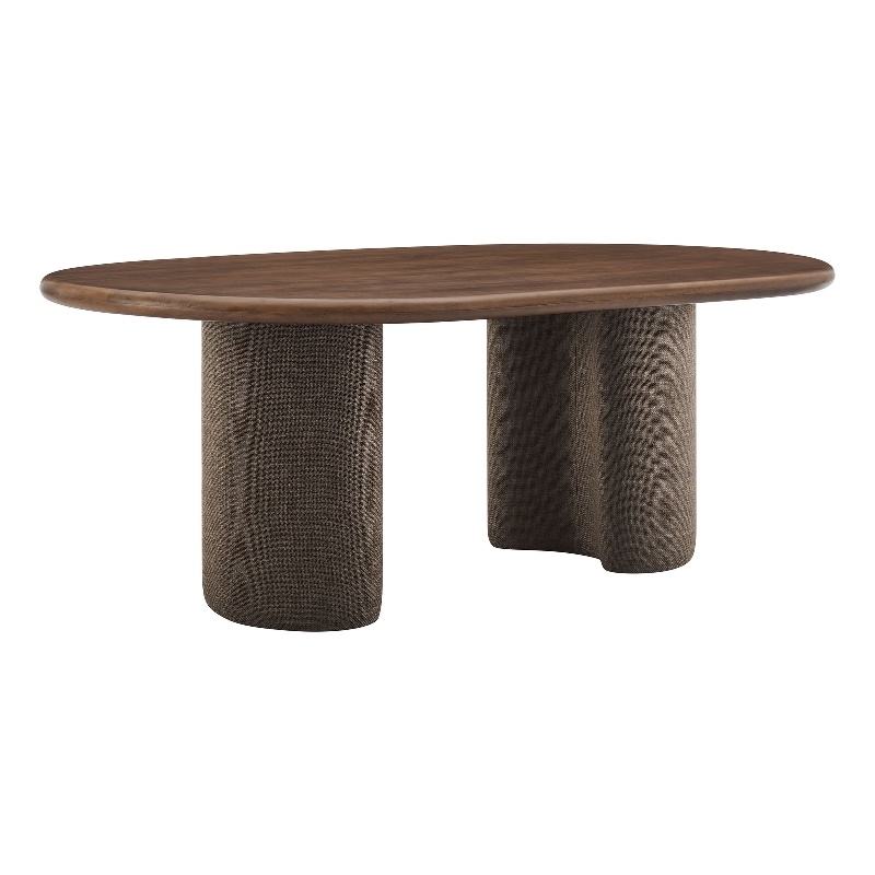 Enric 84 Inch Mango Wood Oval Dining Table in Walnut