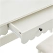 Emmeline Scalloped Makeup Vanity Desk With LED Mirror and Stool in White Ivory