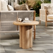 Tori 20 Inch Round Indoor and Outdoor Side Table in Travertine