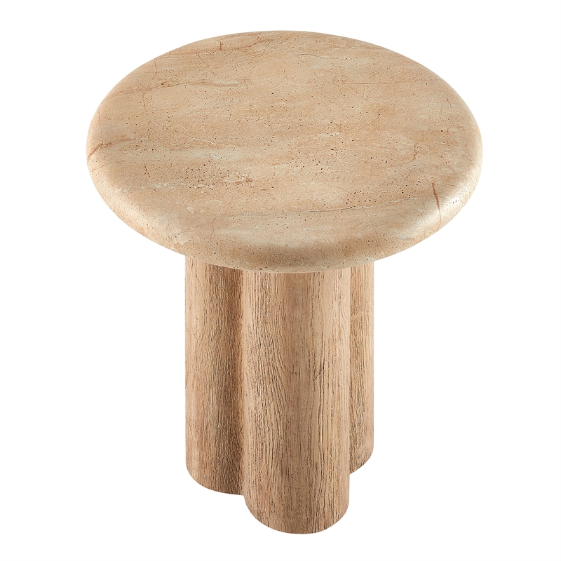 Tori 20 Inch Round Indoor and Outdoor Side Table in Travertine