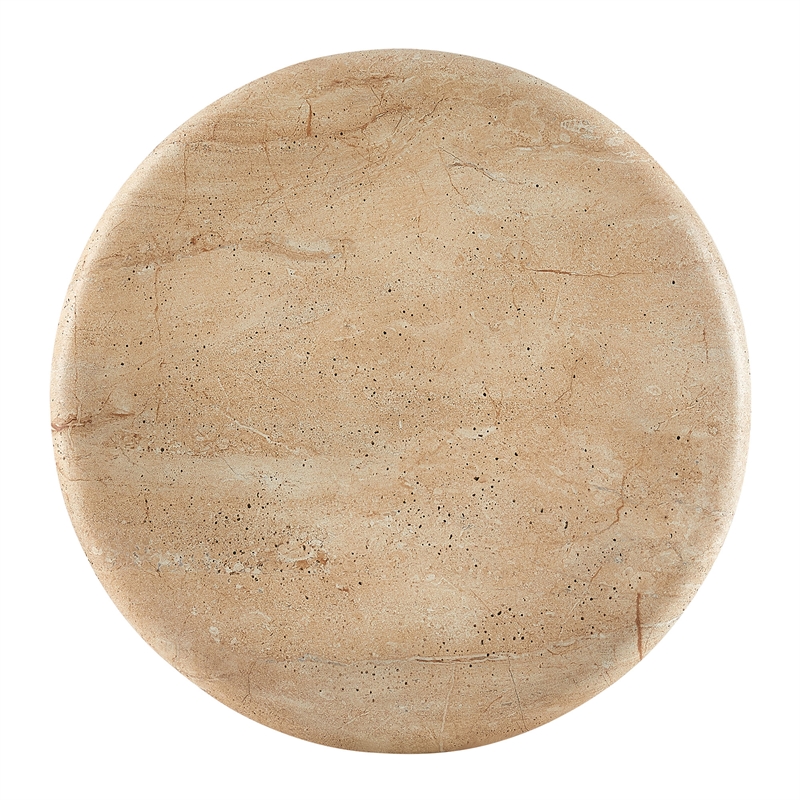 Tori 20 Inch Round Indoor and Outdoor Side Table in Travertine