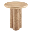 Tori 20 Inch Round Indoor and Outdoor Side Table in Travertine