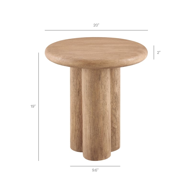 Tori 20 Inch Round Indoor and Outdoor Side Table in Oak