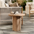 Tori 20 Inch Round Indoor and Outdoor Side Table in Oak