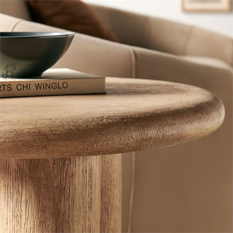 Tori 20 Inch Round Indoor and Outdoor Side Table in Oak