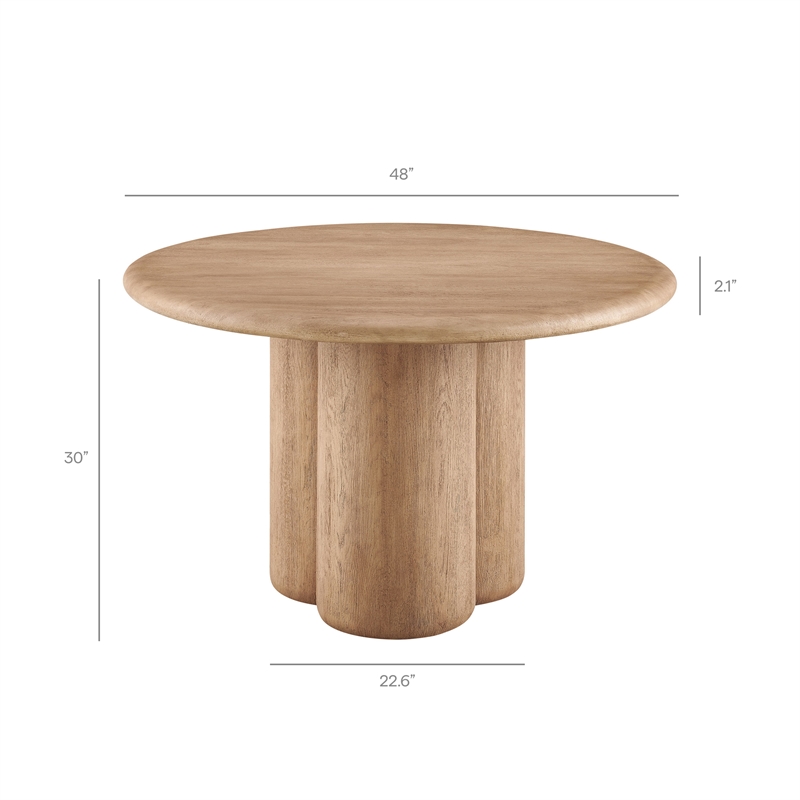 Tori 48 Inch Round Indoor and Outdoor Dining Table in Oak