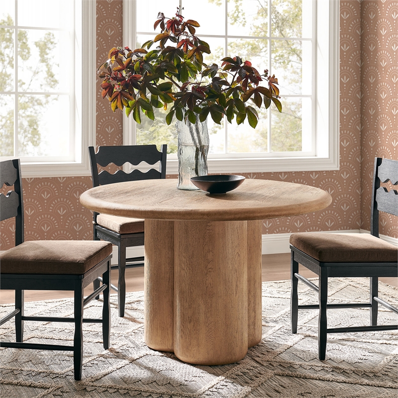 Tori 48 Inch Round Indoor and Outdoor Dining Table in Oak