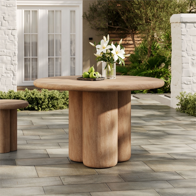 Tori 48 Inch Round Indoor and Outdoor Dining Table in Oak