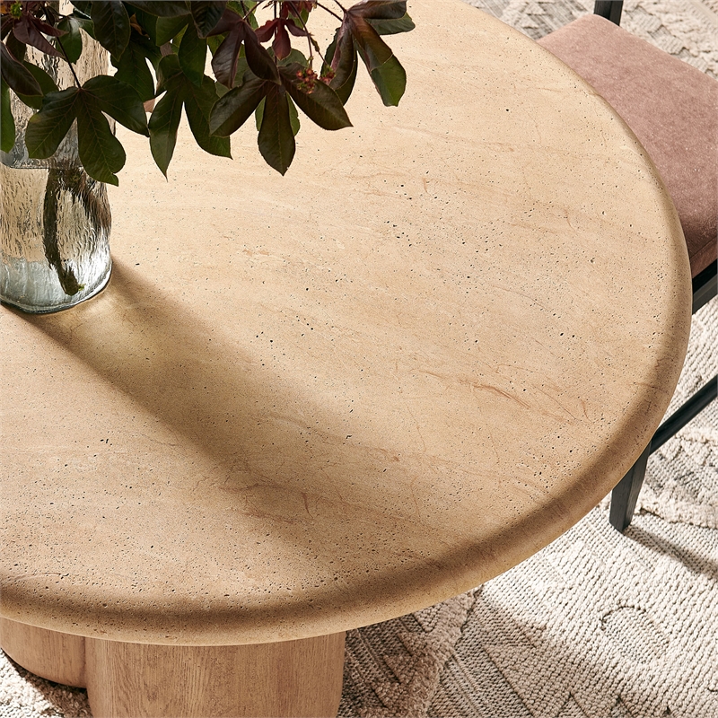 Tori 48 Inch Round Indoor and Outdoor Dining Table in Travertine