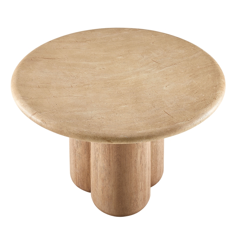 Tori 48 Inch Round Indoor and Outdoor Dining Table in Travertine