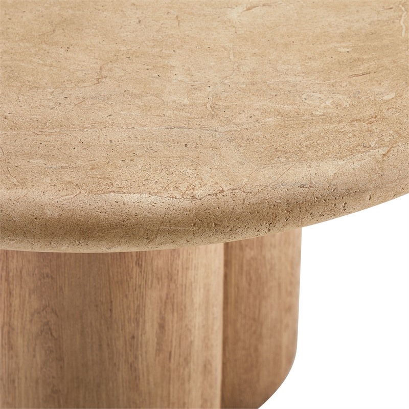 Tori 48 Inch Round Indoor and Outdoor Dining Table in Travertine