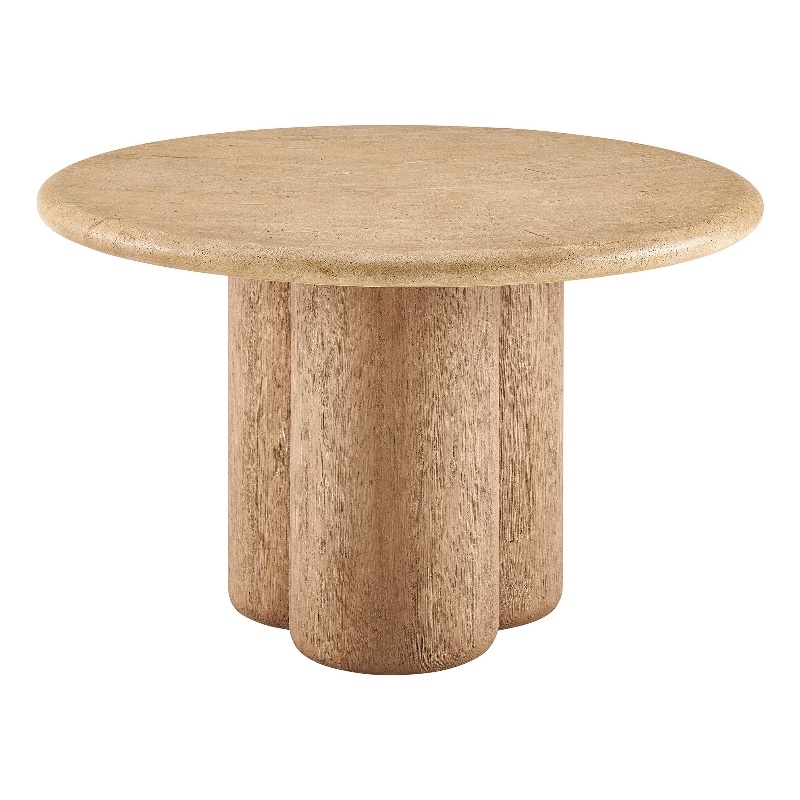 Tori 48 Inch Round Indoor and Outdoor Dining Table in Travertine