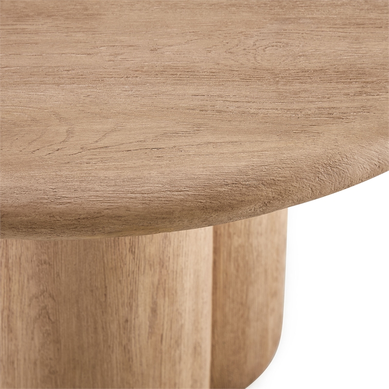Tori 31 Inch Round Indoor and Outdoor Coffee Table in Oak