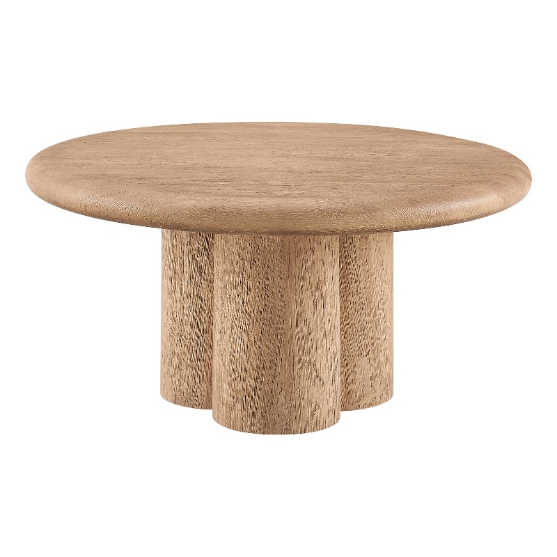 Tori 31 Inch Round Indoor and Outdoor Coffee Table in Oak