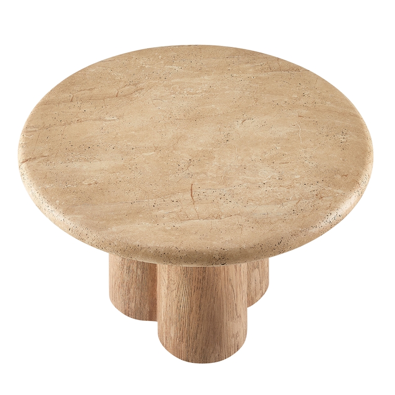 Tori 31 Inch Round Indoor and Outdoor Coffee Table in Travertine