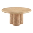 Tori 31 Inch Round Indoor and Outdoor Coffee Table in Travertine