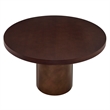 Annette 54 Inch Round Pedestal Base Dining Table in Dark Walnut Burnished Brass