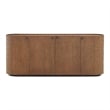 Aven 71.5 Inch Oval Chiseled Wood Sideboard Buffet Cabinet with Hammered Effect