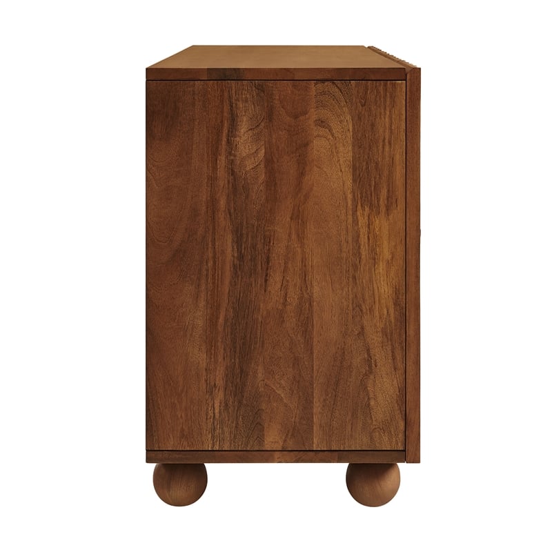 Sorren 72 Inch Scalloped Wood 4-Door Sideboard in Walnut