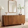 Sorren 72 Inch Scalloped Wood 4-Door Sideboard in Walnut