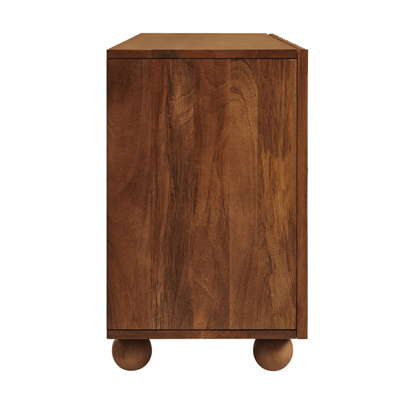 Sorren 72 Inch Scalloped Wood 4-Door Sideboard in Walnut