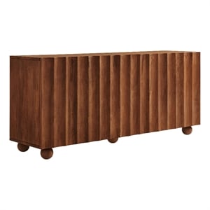 Sorren 72 Inch Scalloped Wood 4-Door Sideboard in Walnut