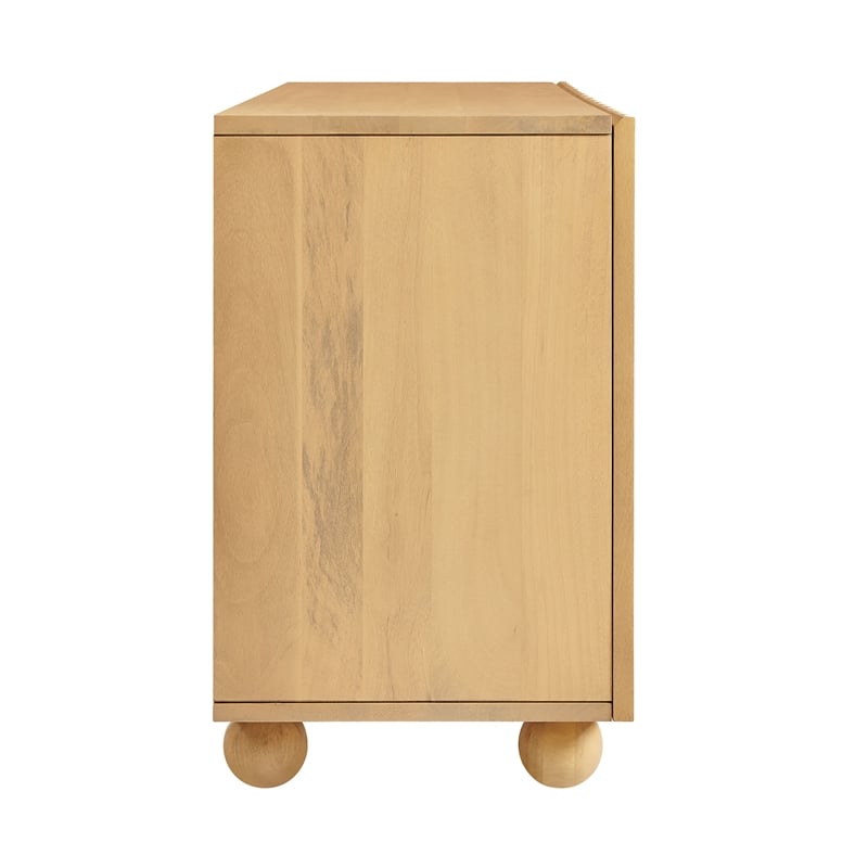 Sorren 72 Inch Scalloped Wood 4-Door Sideboard in Natural