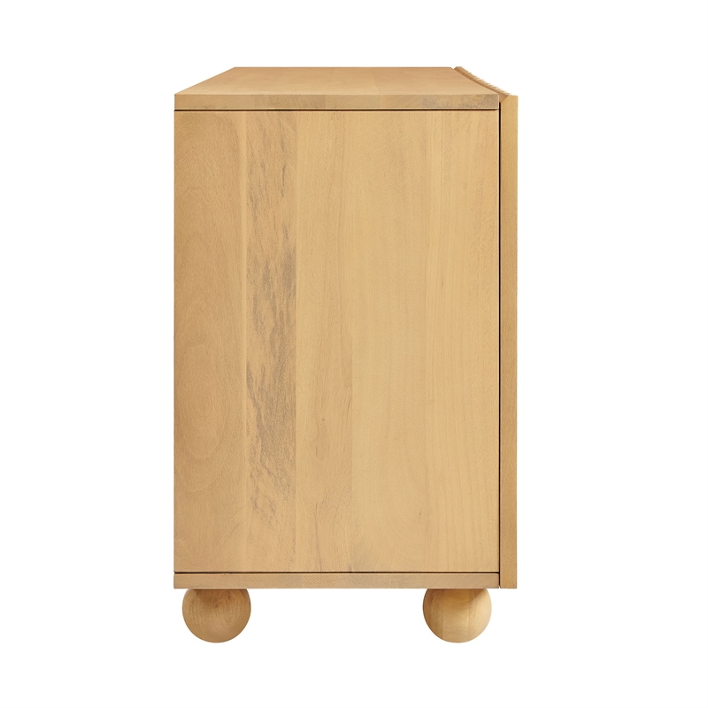 Sorren 72 Inch Scalloped Wood 4-Door Sideboard in Natural