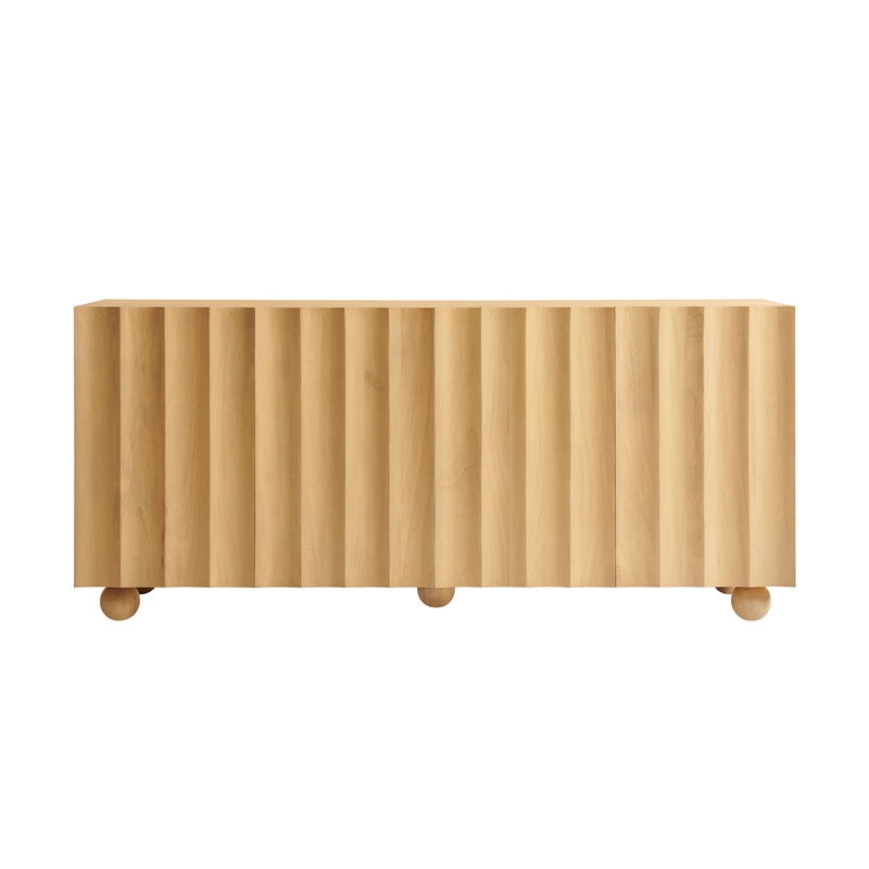 Sorren 72 Inch Scalloped Wood 4-Door Sideboard in Natural