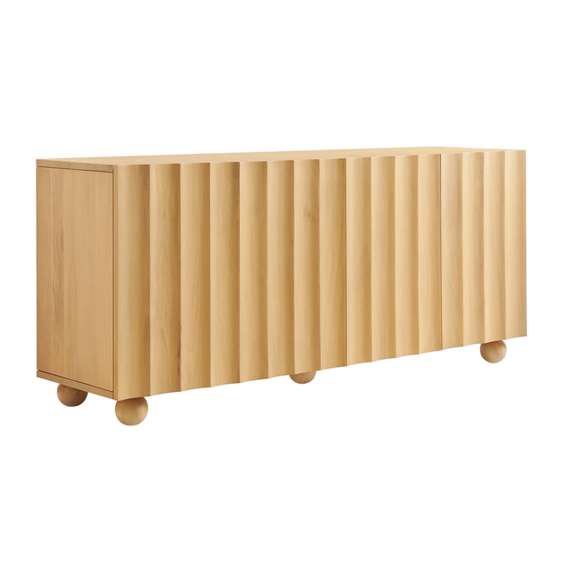 Sorren 72 Inch Scalloped Wood 4-Door Sideboard in Natural