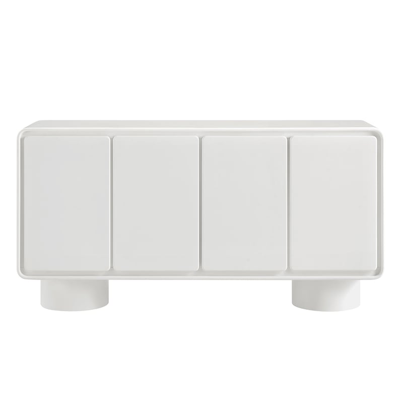 Lumo 4-Door Curved Wood Accent Cabinet in White