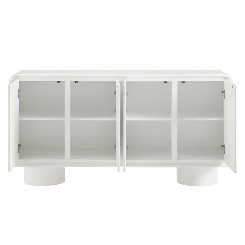 Lumo 4-Door Curved Wood Accent Cabinet in White