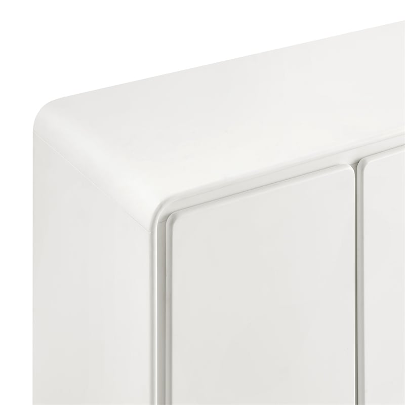 Lumo 4-Door Curved Wood Accent Cabinet in White