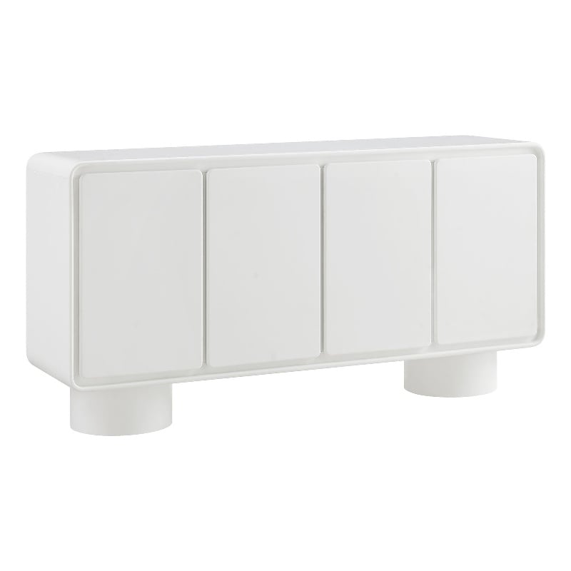 Lumo 4-Door Curved Wood Accent Cabinet in White