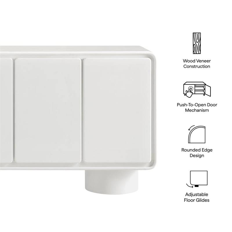 Lumo 4-Door Curved Wood Accent Cabinet in White