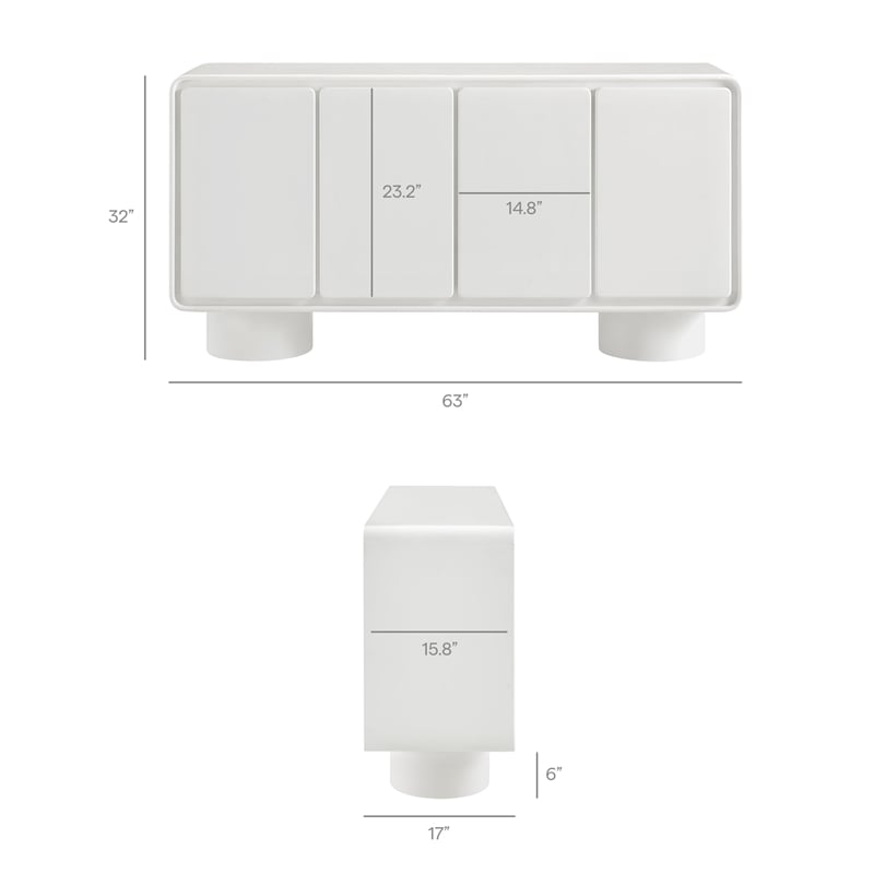 Lumo 4-Door Curved Wood Accent Cabinet in White