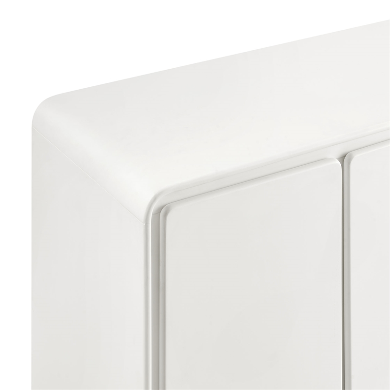 Lumo 4-Door Curved Wood Accent Cabinet in White