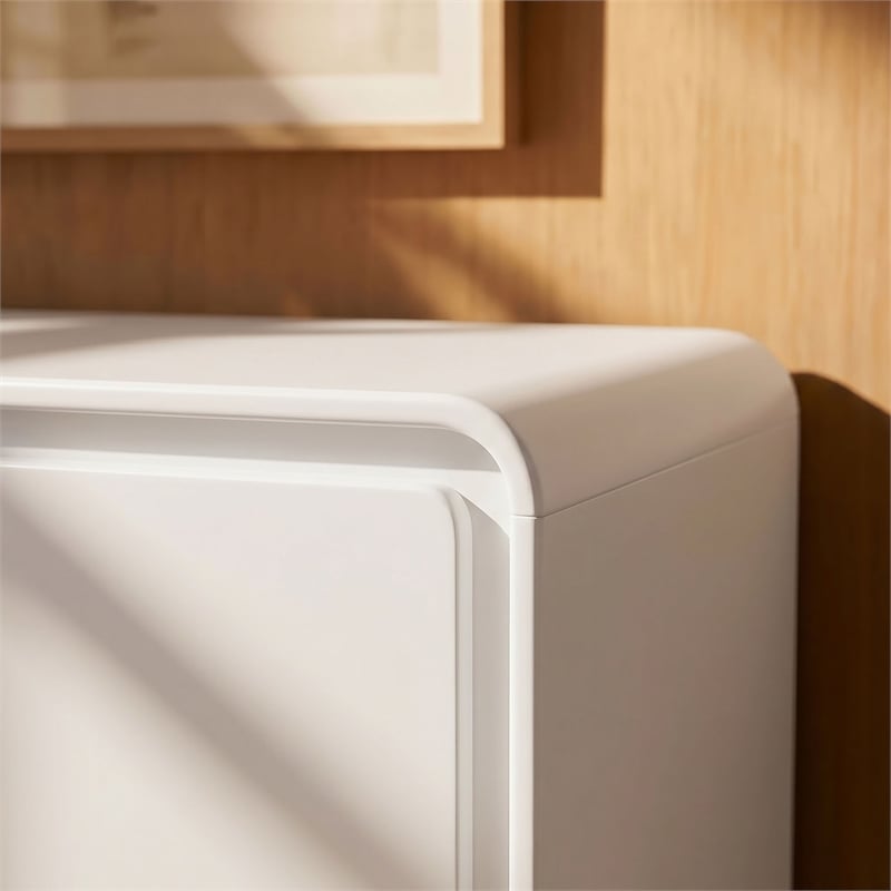 Lumo 4-Door Curved Wood Accent Cabinet in White