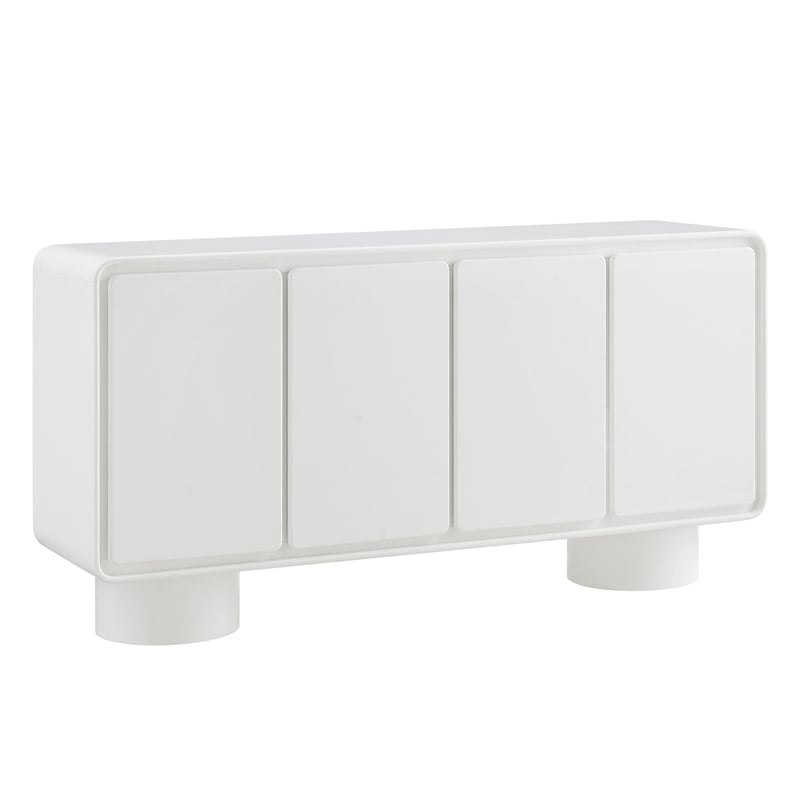 Lumo 4-Door Curved Wood Accent Cabinet in White