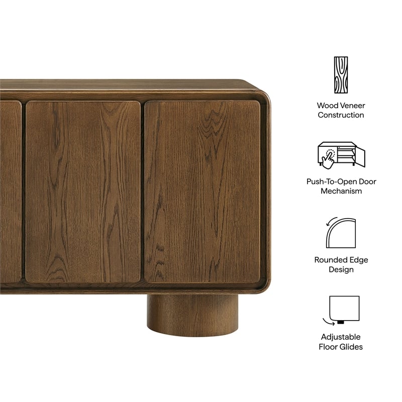 Lumo 4-Door Curved Wood Accent Cabinet in Walnut
