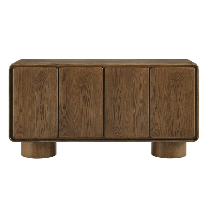 Lumo 4-Door Curved Wood Accent Cabinet in Walnut