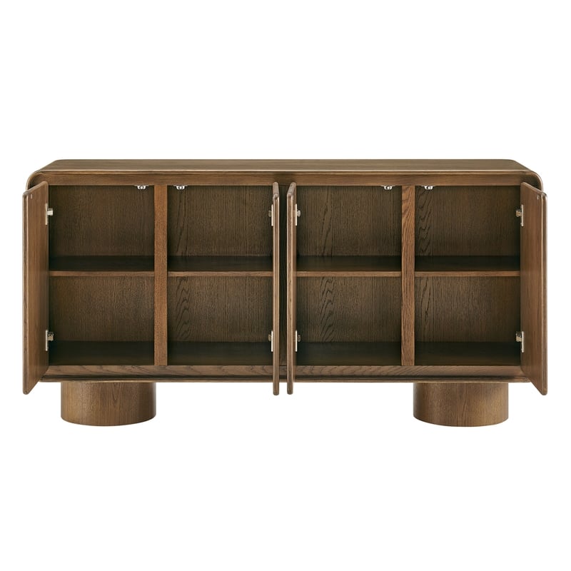 Lumo 4-Door Curved Wood Accent Cabinet in Walnut