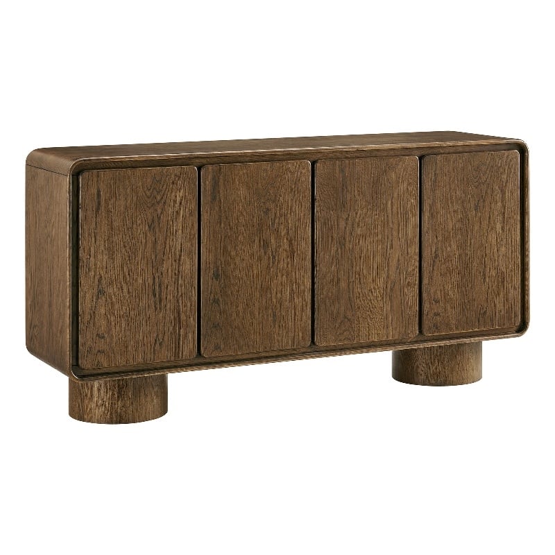 Lumo 4-Door Curved Wood Accent Cabinet in Walnut