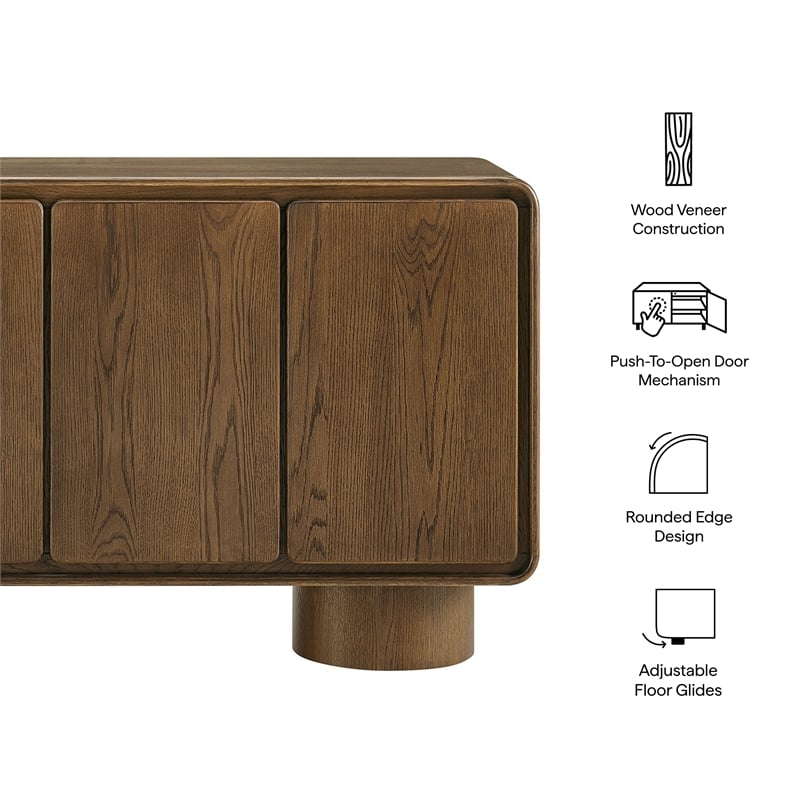Lumo 4-Door Curved Wood Accent Cabinet in Walnut
