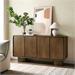 Lumo 4-Door Curved Wood Accent Cabinet in Walnut
