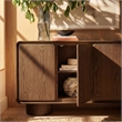 Lumo 4-Door Curved Wood Accent Cabinet in Walnut