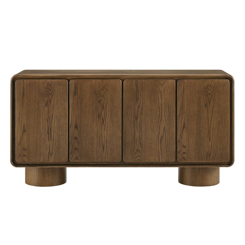 Lumo 4-Door Curved Wood Accent Cabinet in Walnut
