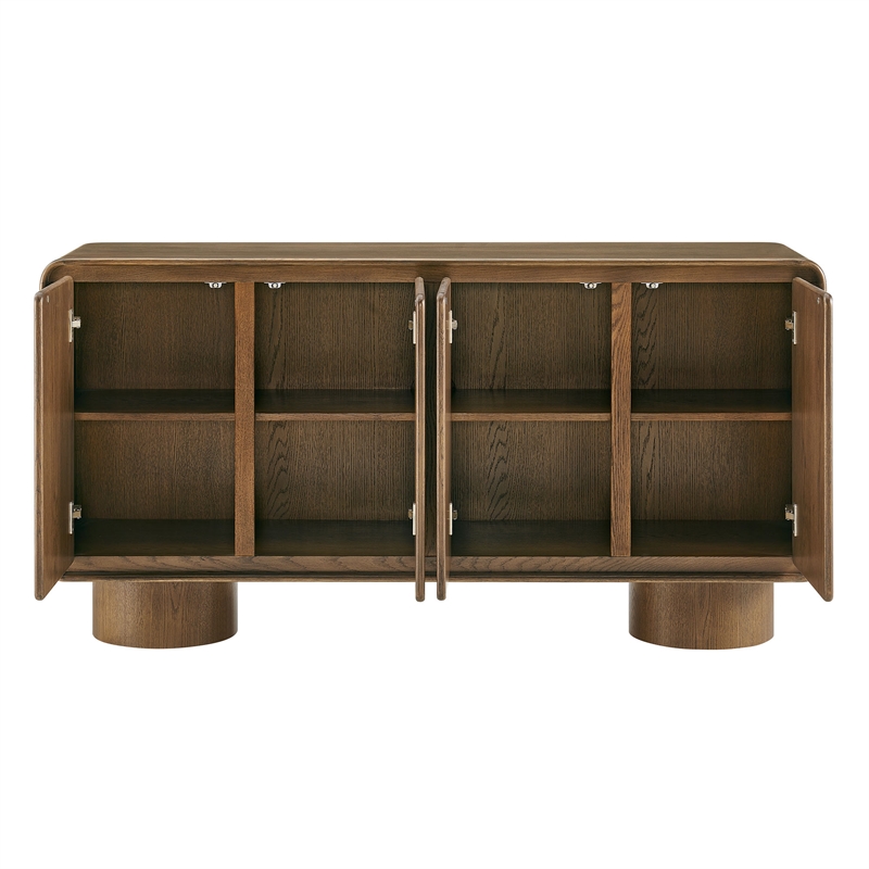 Lumo 4-Door Curved Wood Accent Cabinet in Walnut