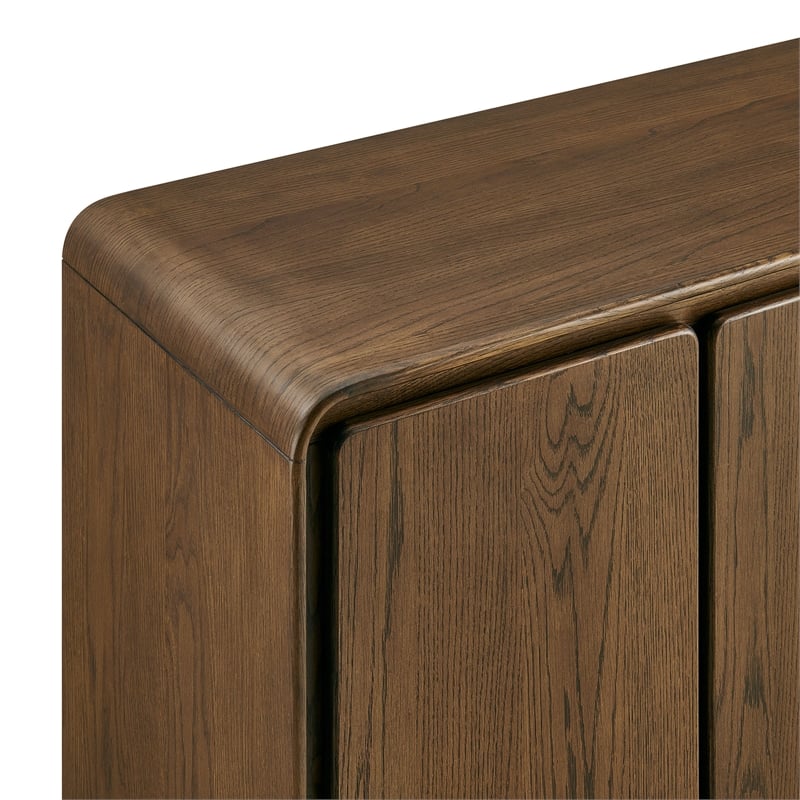Lumo 4-Door Curved Wood Accent Cabinet in Walnut