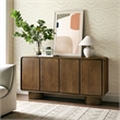 Lumo 4-Door Curved Wood Accent Cabinet in Walnut
